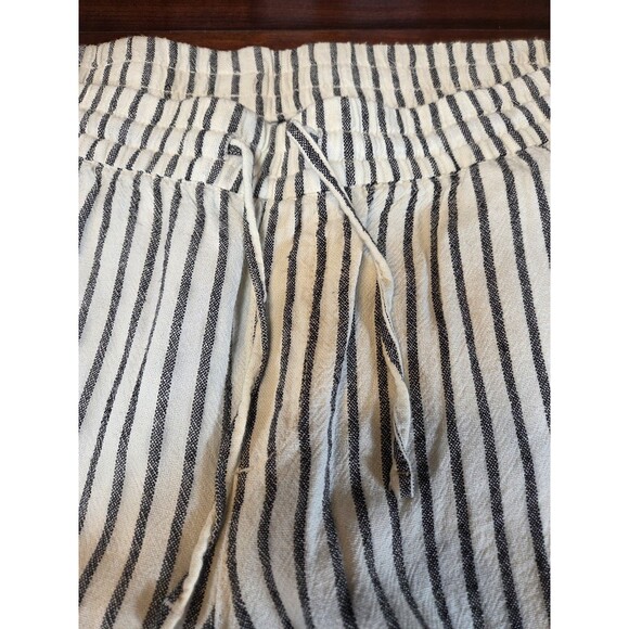 Old Navy Linen Blend Pants Womens Large White Blue Striped Tapered Ankle Pull On - Picture 5 of 7